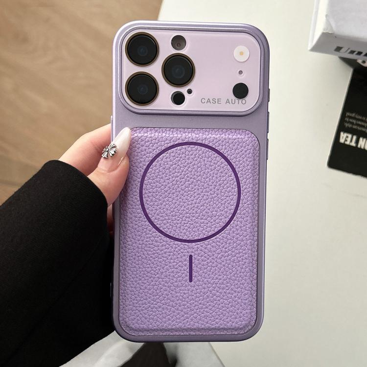 For iPhone 17 Pro Transforms Into 17 Lychee Leather Textured Magnetic TPU Phone Case(Purple)