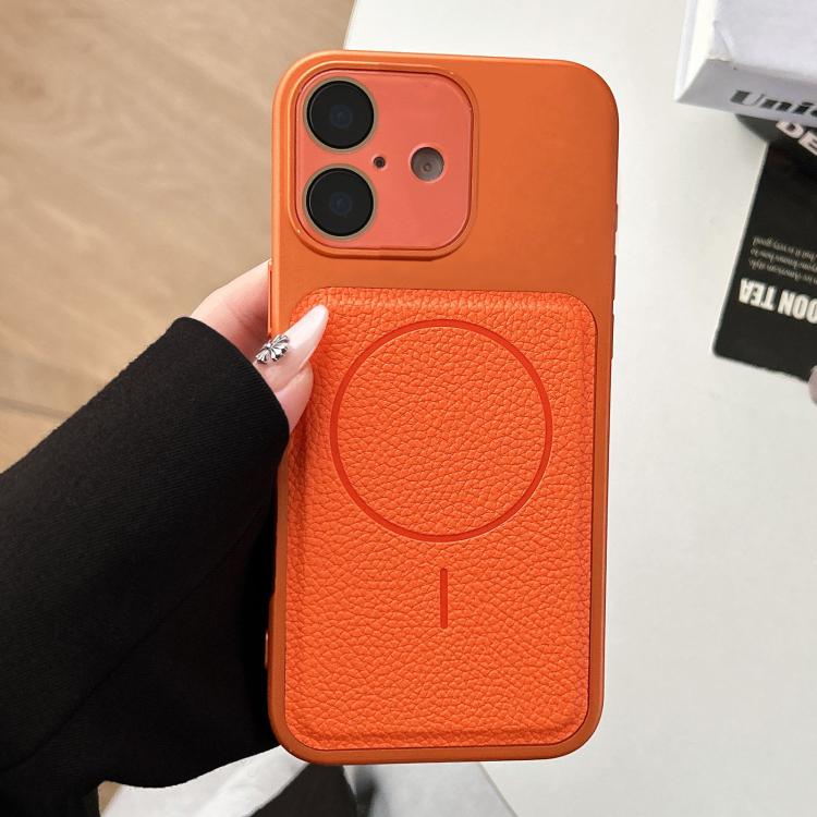 For iPhone 17 Transforms Into 17 Lychee Leather Textured Magnetic TPU Phone Case(Orange)