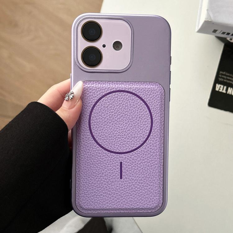 For iPhone 17 Transforms Into 17 Lychee Leather Textured Magnetic TPU Phone Case(Purple)