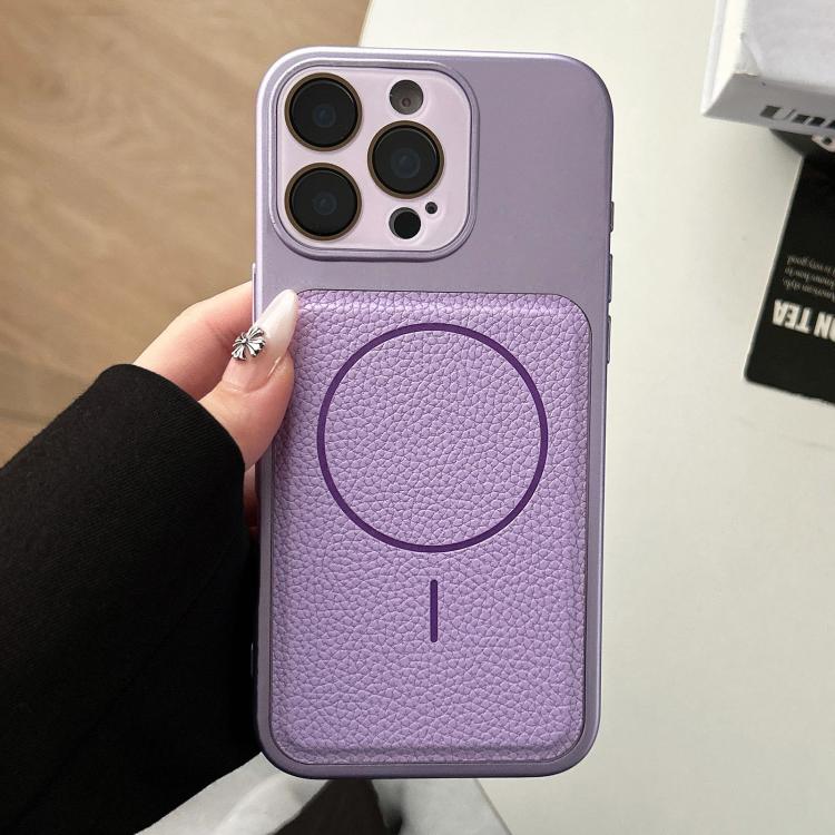 For iPhone 14 Pro Transforms Into 17 Lychee Leather Textured Magnetic TPU Phone Case(Purple)