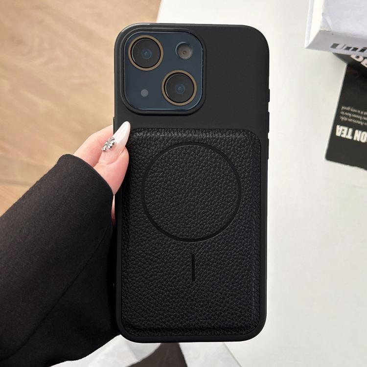 For iPhone 13 Transforms Into 17 Lychee Leather Textured Magnetic TPU Phone Case(Black)