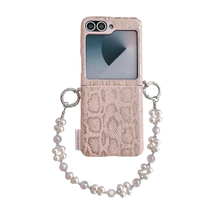 

For Samsung Galaxy Z Flip7 FE / 6 Scale Texture Side Buckle Shockproof Phone Case with Bracelet(Pink)