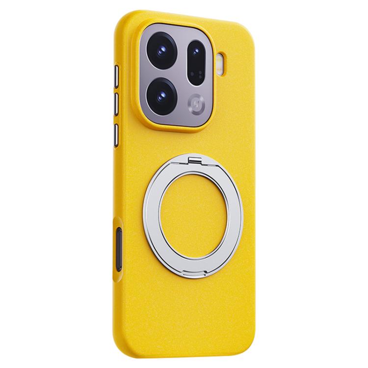 For OPPO Find X9 Pro Boundless Series Rock Sand Magnetic Phone Case with 360 Degree Rotating Alloy Stand(Yellow)