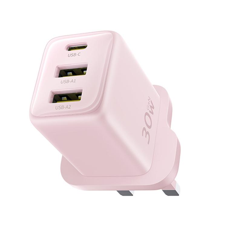 

Baseus EnerFill FE11 Dual USB-A, Type-C 30W Fast Charger, UK Plug(Pink)