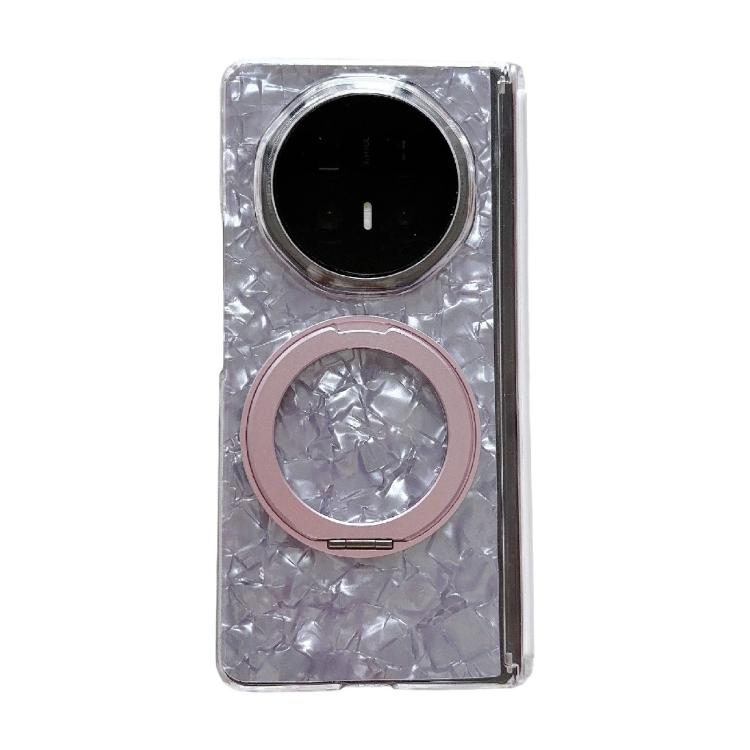 

For Honor Magic V6 Axial Magnetic Shell Pattern Phone Case with 360 Holder(Pink)