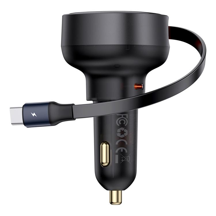 

Baseus Enjoyment Pro 60W Type-C Car Charger with Type-C Retractable Cable(Black)