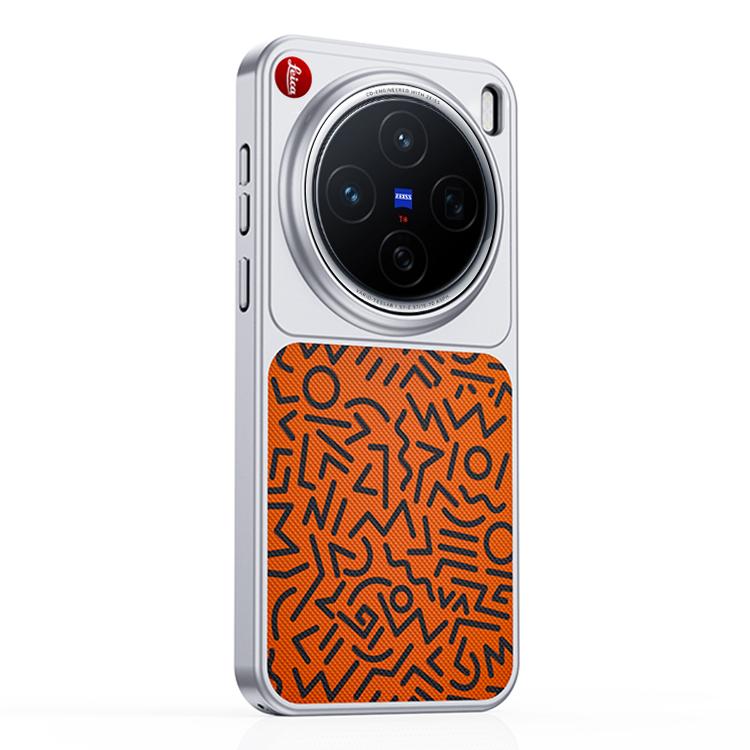 

For vivo X200 Flower World Series Leather Magnetic TPU Phone Case(Graffiti Orange)