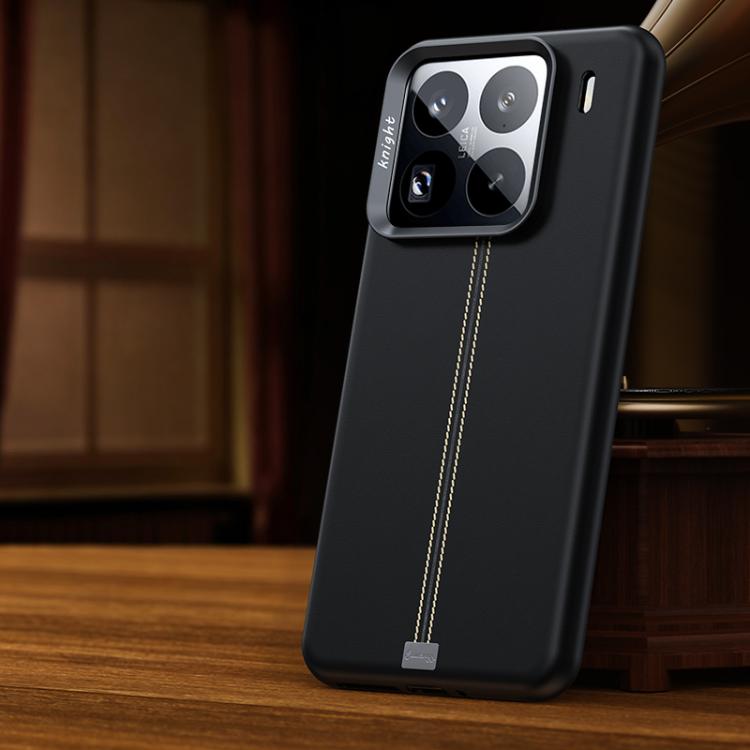 

For Xiaomi 15S Pro Jazz Series Retro Vegan Leather Textured Metal Frame Magnetic Phone Case(Black)