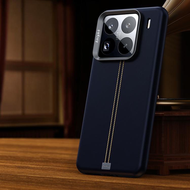 For Xiaomi 15 Pro Jazz Series Retro Vegan Leather Textured Metal Frame Magnetic Phone Case(Dark Blue)