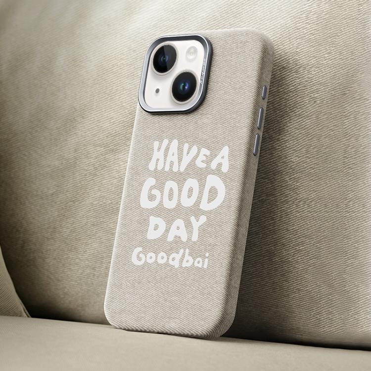 

For iPhone 14 / 13 Beautiful Series Denim Texture Full Coverage Magnetic Phone Case(Beige)