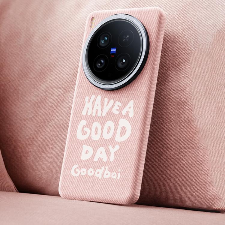 For vivo X300 Pro Beautiful Series Denim Texture Full Coverage Magnetic Phone Case(Pink)