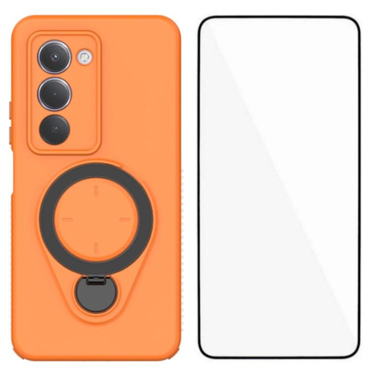

For Redmi 15 5G Global 169.5mm WANLONFENG Ring Kickstand Phone Case with Screen Protector(Orange)