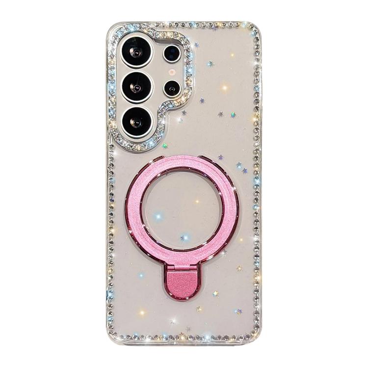 For Samsung Galaxy S23 Ultra 5G Double-Sided IMD Rhinestone Magnetic Holder Shockproof Phone Case(Glitter Little Star)