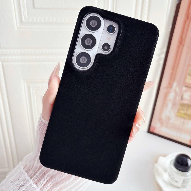 

For Samsung Galaxy S26 Ultra 5G Matte Velvet Finish PC + Vegan Leather Phone Case(Black)