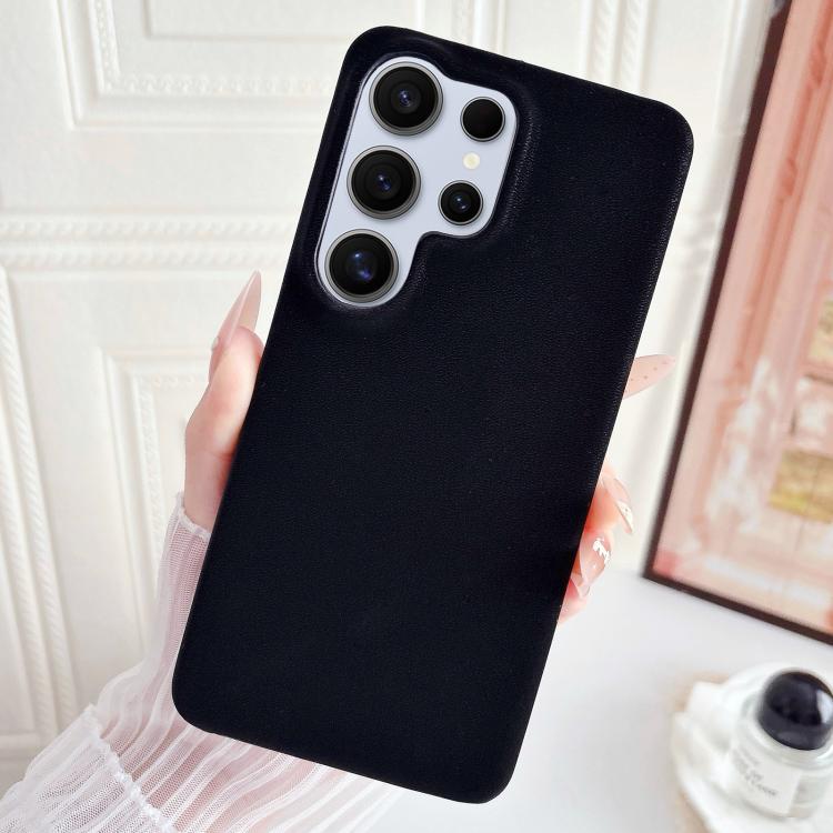 

For Samsung Galaxy S24 Ultra 5G Matte Velvet Finish PC + Vegan Leather Phone Case(Black)