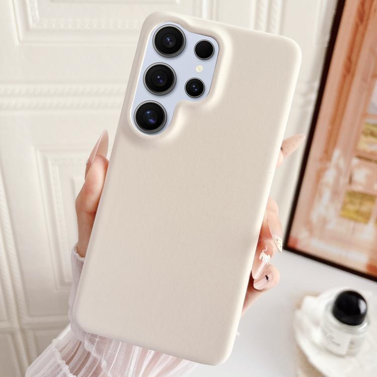 

For Samsung Galaxy S24 Ultra 5G Matte Velvet Finish PC + Vegan Leather Phone Case(White)