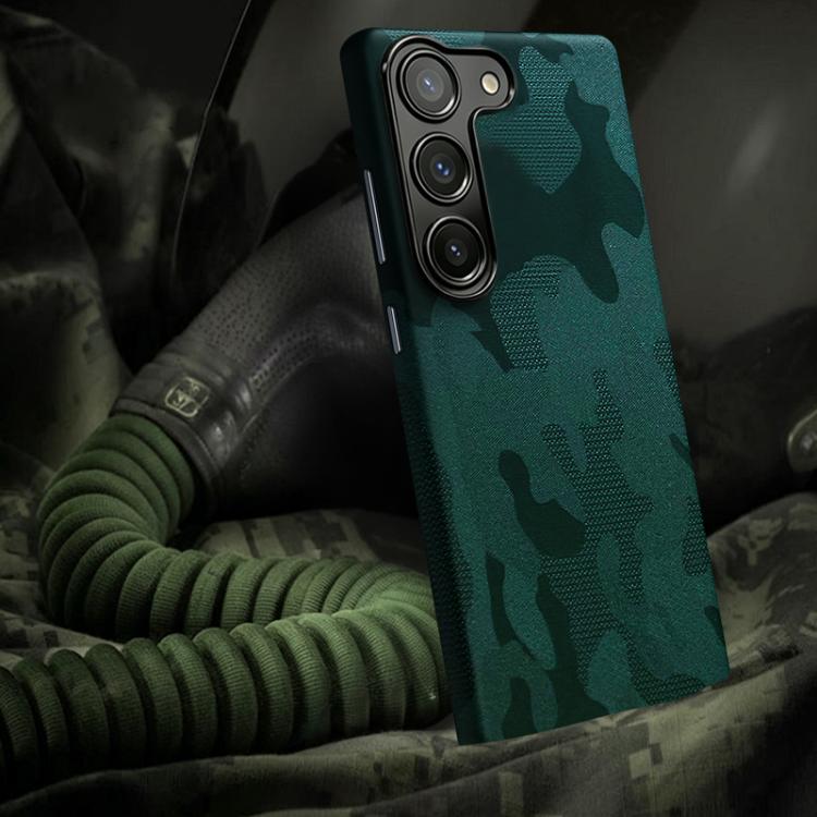 For Samsung Galaxy S25 5G / S24 5G Camouflage Full Coverage Magnetic Shockproof Phone Case(Army Green)