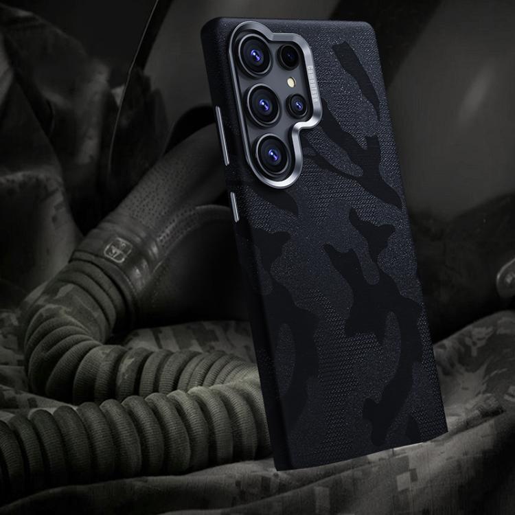 For Samsung Galaxy S24 Ultra 5G Camouflage Full Coverage Magnetic Shockproof Phone Case(Black)