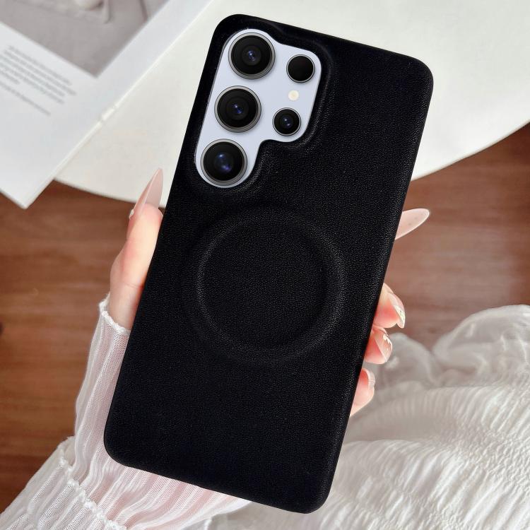 

For Samsung Galaxy S26 Ultra 5G Matte Velvet Finish PC + Vegan Leather Magnetic Phone Case(Black)