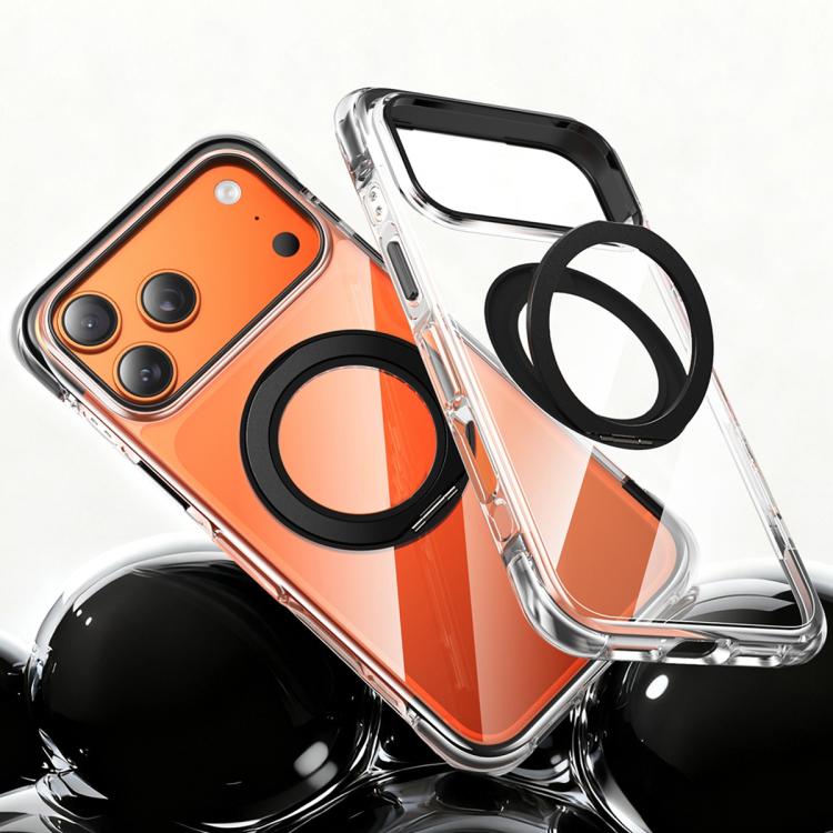 

For iPhone 17 Pro Max GEBEI Vacuum Airbag TPU + Acrylic 360 Rotating Bracket Magnetic Shockproof Phone Case(Black)