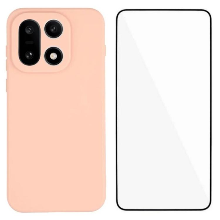

For OnePlus 15 5G WANLONFENG Square Edge Soft TPU Phone Case with Screen Protector(Pink)