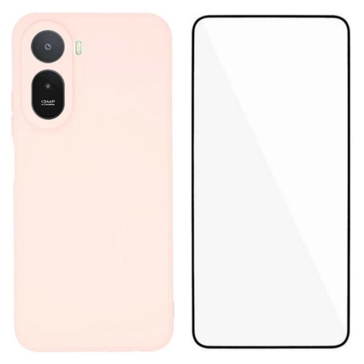 

For Redmi A7 Pro 171mm / Poco C85x 5G WANLONFENG Square Edge Soft TPU Phone Case with Screen Protector(Pink)