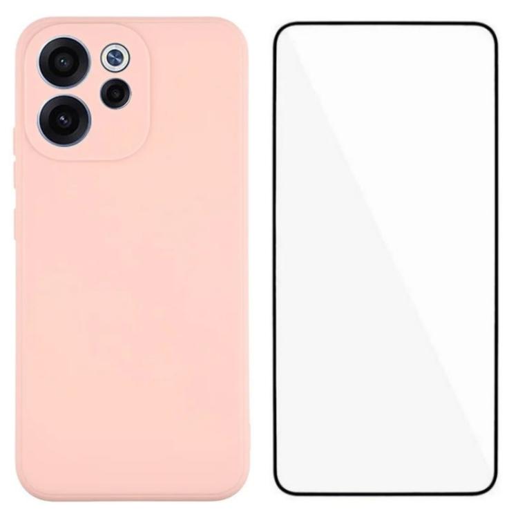 

For OPPO Reno15 F 5G WANLONFENG Square Edge Soft TPU Phone Case with Screen Protector(Pink)
