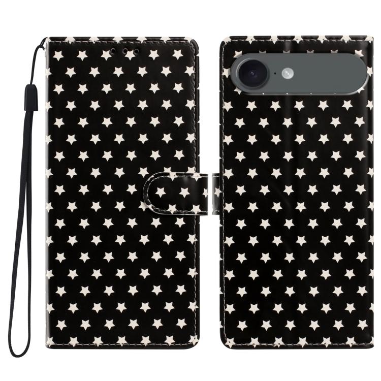For iPhone Air Star Pattern Magnetic Buckle Vegan Leather Phone Case with Wrist Strap(Black)