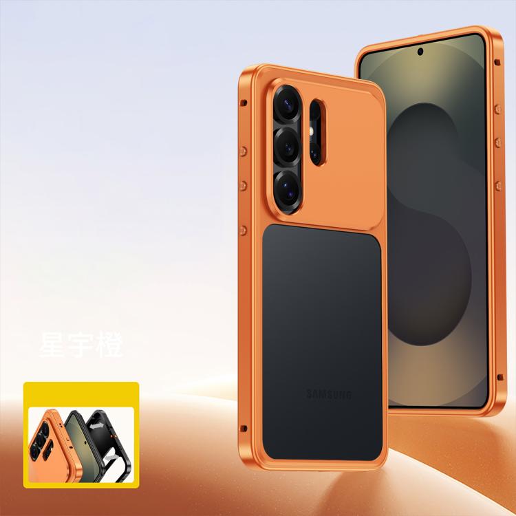 

For Samsung Galaxy S26 Ultra 5G Cooling Spring Buckle Metal Frame Phone Case(Ttanium Orange)