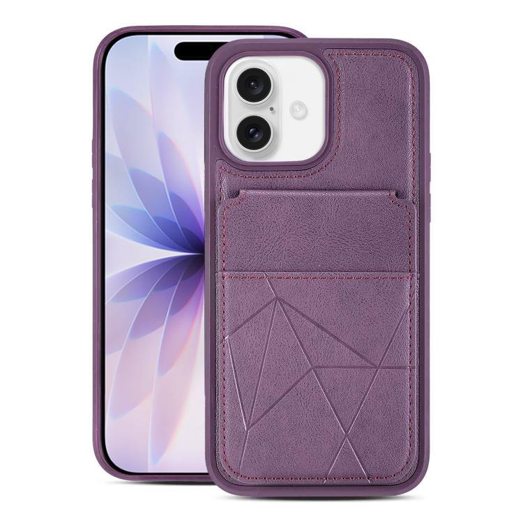 For iPhone 17 Multifunctional Vertical Flip Card Wallet Holder Vegan Leather Back Phone Case(Purple)