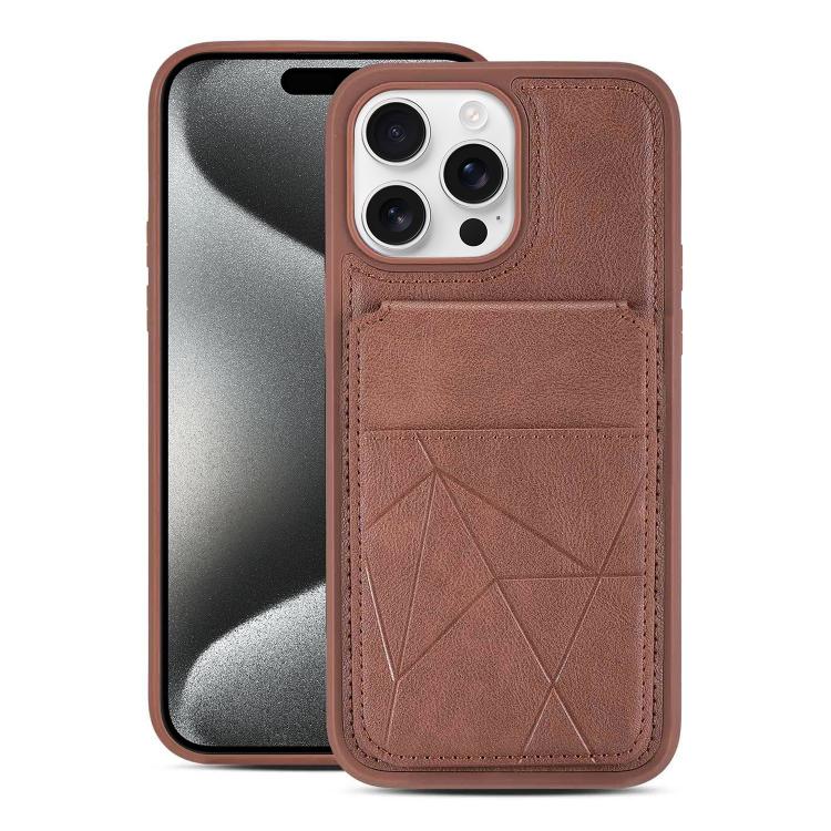 For iPhone 15 Pro Multifunctional Vertical Flip Card Wallet Holder Vegan Leather Back Phone Case(Coffee) — купить у Sunsky-online WW