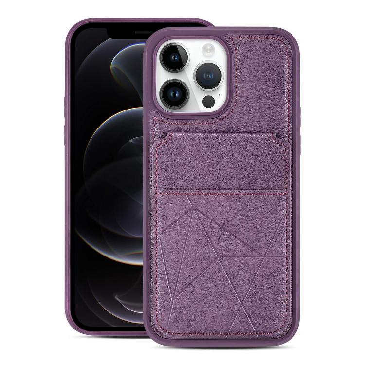 

For iPhone 12 / 12 Pro Multifunctional Vertical Flip Card Wallet Holder Vegan Leather Back Phone Case(Purple)
