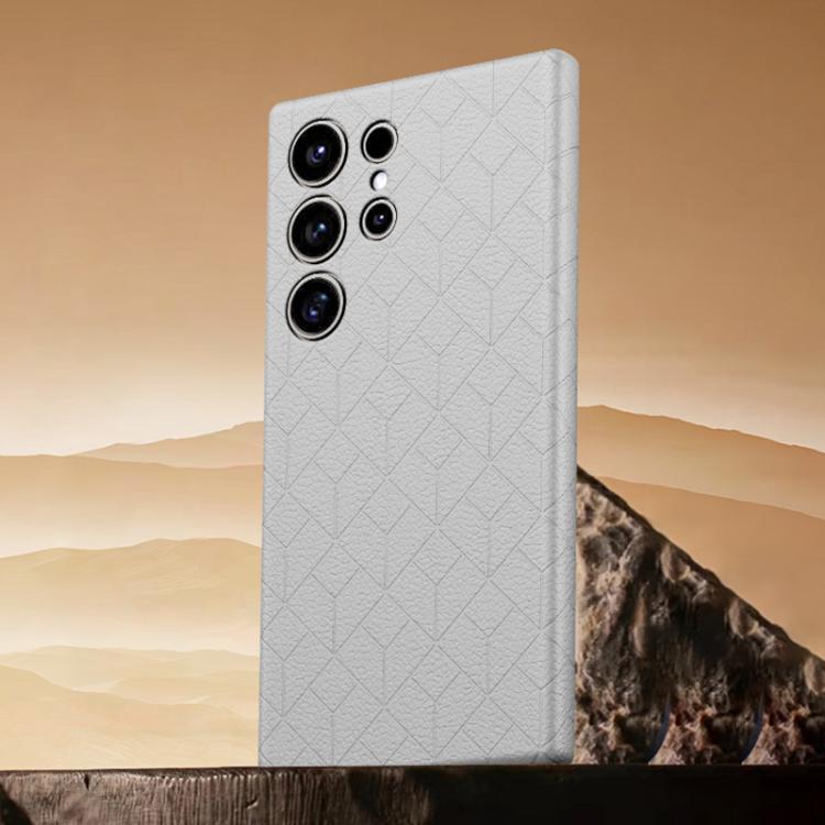 For Samsung Galaxy S25 Ultra 5G Rubik Cube Series Embossed Grid Pattern Magnetic Phone Case(Titanium Gray)