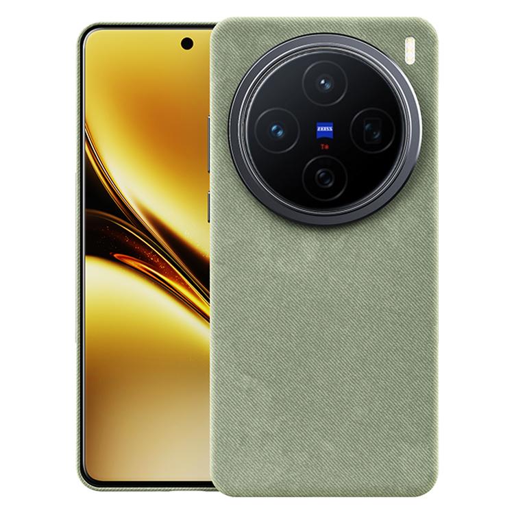 

For vivo X200 Flannel Textured Magnetic Full Coverage Phone Case(Light Green)
