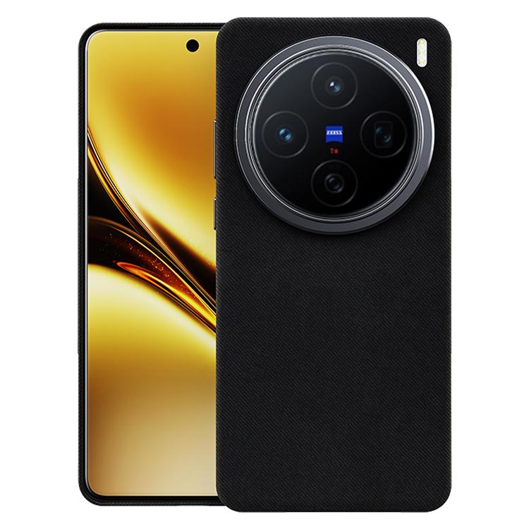 For vivo X200 Flannel Textured Magnetic Full Coverage Phone Case(Black)