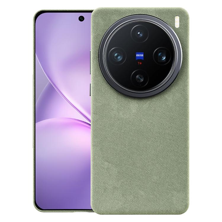 For vivo X200 Pro mini Flannel Textured Magnetic Full Coverage Phone Case(Light Green)