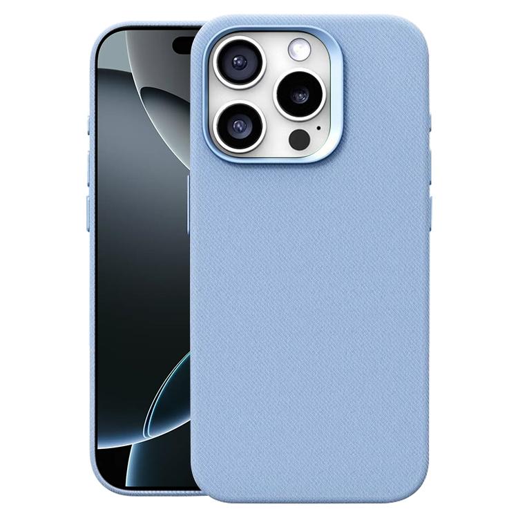 

For iPhone 16 Pro Max Flannel Textured Magnetic Full Coverage Phone Case(Light Blue)