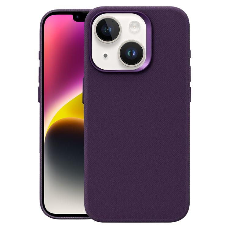 

For iPhone 15 Plus / 14 Plus Flannel Textured Magnetic Full Coverage Phone Case(Dark Purple)
