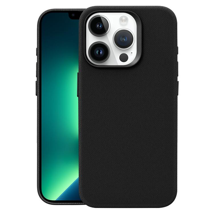 

For iPhone 13 Pro Max Flannel Textured Magnetic Full Coverage Phone Case(Black)