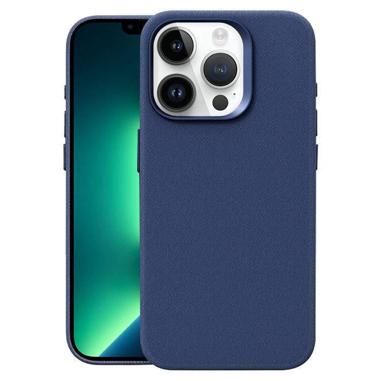 

For iPhone 13 Pro Flannel Textured Magnetic Full Coverage Phone Case(Dark Blue)