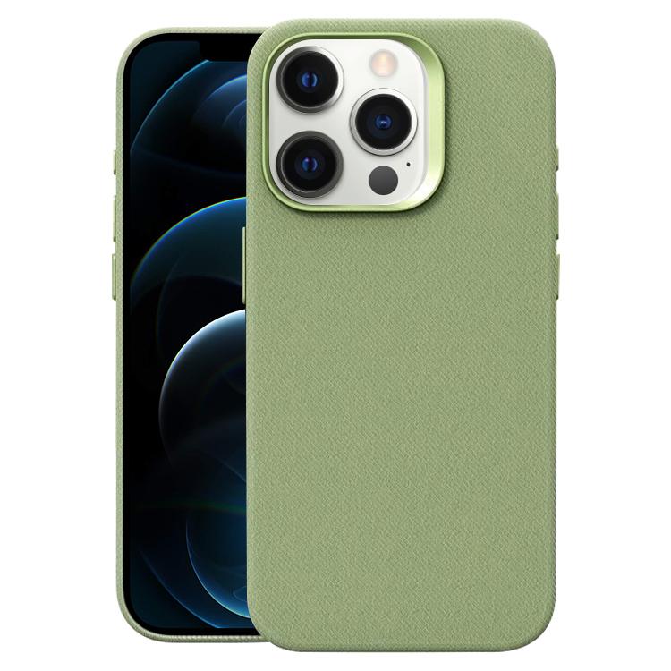 For iPhone 12 Pro Max Flannel Textured Magnetic Full Coverage Phone Case(Light Green)