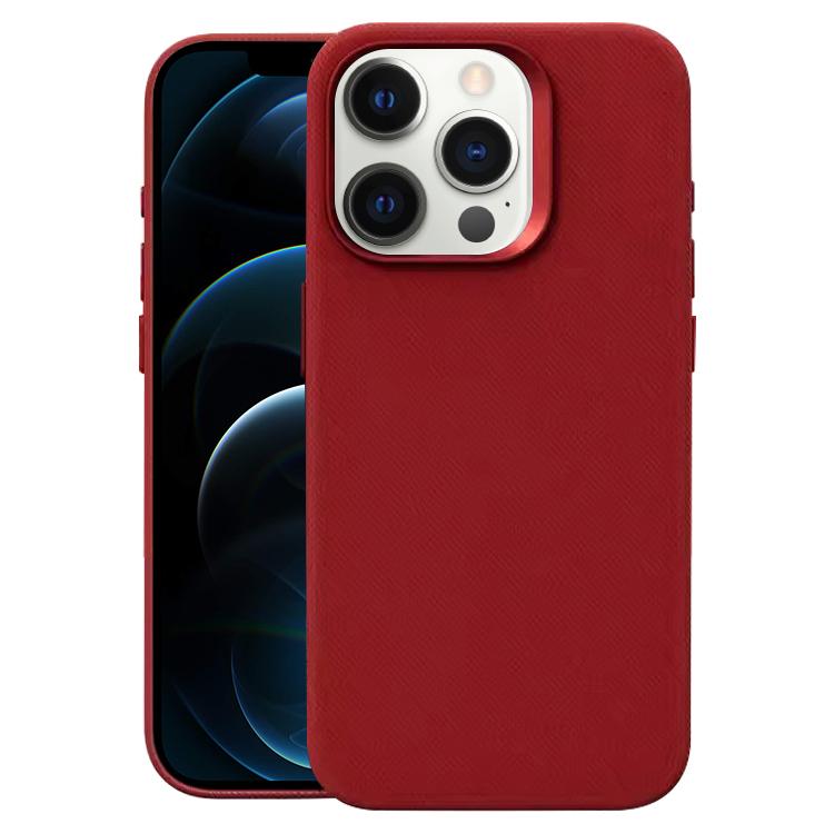 For iPhone 12 Pro Max Flannel Textured Magnetic Full Coverage Phone Case(Red)