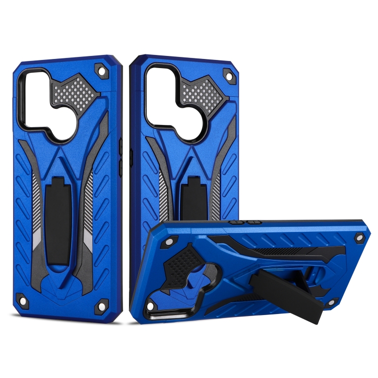 

For OPPO A53 (2020) Shockproof TPU + PC Protective Case with Holder(Blue)