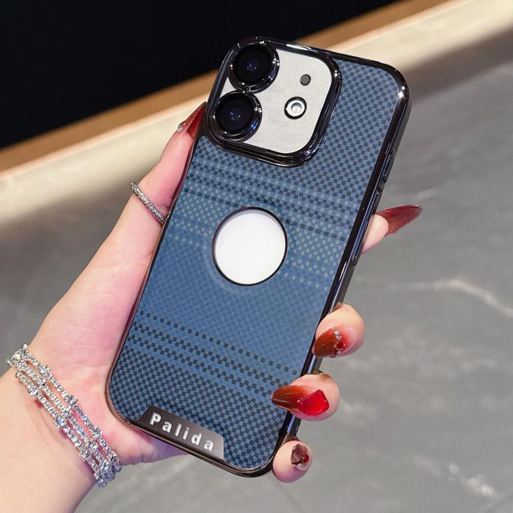 

For iPhone 12 Palida Electroplated Kevlar Texture Shockproof Phone Case(Deep Blue)