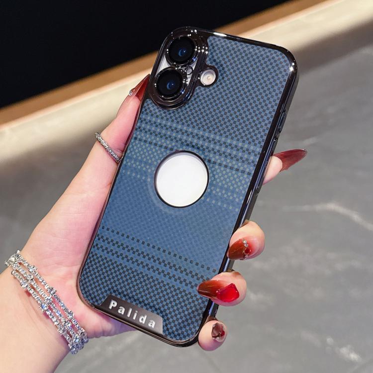 

For iPhone 16 Plus Palida Electroplated Kevlar Texture Shockproof Phone Case(Deep Blue)