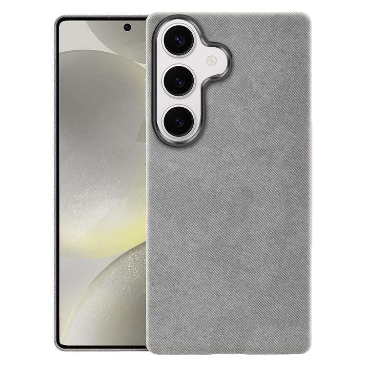 For Samsung Galaxy S25 5G / S24 5G Flannel Textured Magnetic Full Coverage Phone Case(Silver Grey)