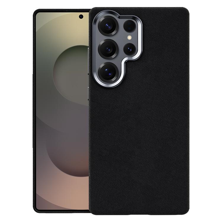 For Samsung Galaxy S25 Ultra 5G Flannel Textured Magnetic Full Coverage Phone Case(Black)