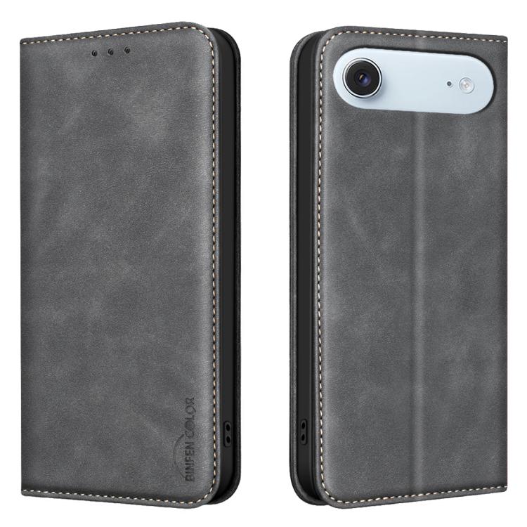 For iPhone Air BINFEN COLOR Calfskin Texture Magnetic RFID Vegan Leather Phone Case(Black) — купить у Sunsky-online WW