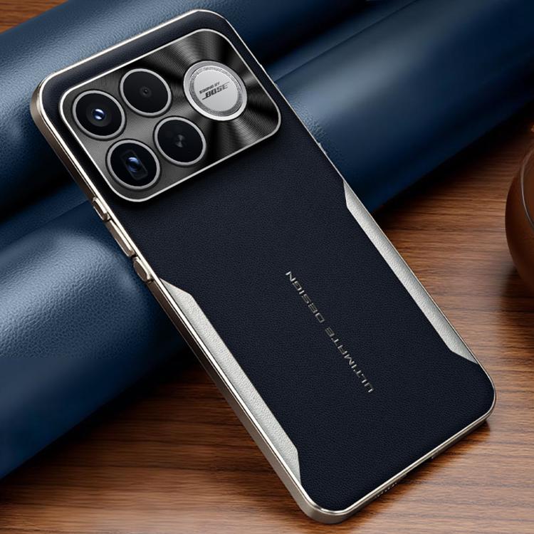 

For Redmi K90 Pro Max Electroplated Frame Sheepskin Texture Morandi Color Shockproof Phone Case(Blue)