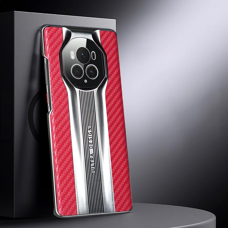 

For Honor Magic6 Pro Electroplated Matte Carbon Fiber Texture Phone Case(Red)